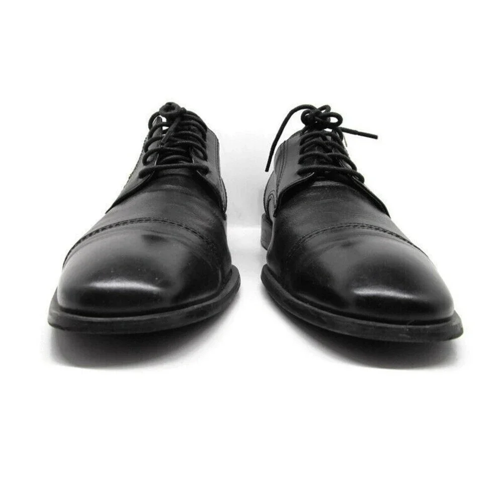 Pierre Cardin Paris Black Cap Toe Derby Shoes Mens Size US 10.5 M EUR 42